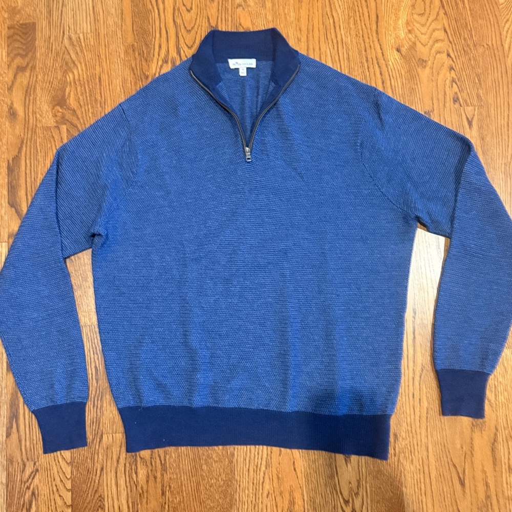 Peter Millar merino wool Blue Half-Zip Sweater XL